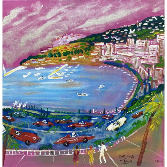 Image 1 of Acrylique vintage sur toile "Monte Carlo" par Jean Wallis