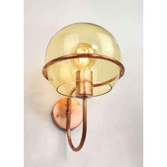 Image 1 of Applique en cuivre et verre du Mid Century