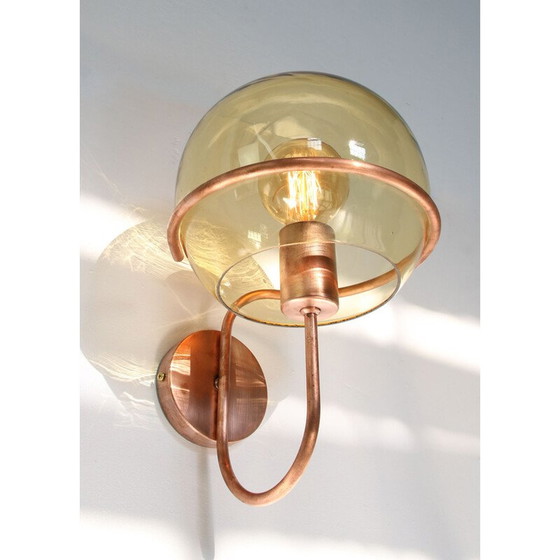 Image 1 of Applique en cuivre et verre du Mid Century