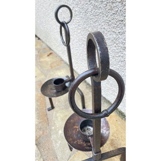 Image 1 of Paire de chandeliers vintage en acier