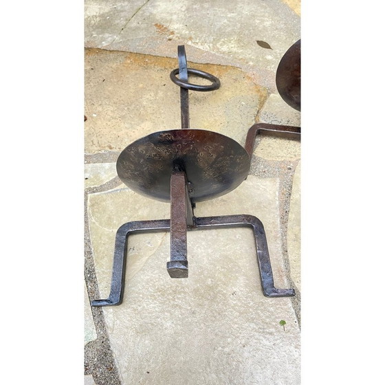 Image 1 of Paire de chandeliers vintage en acier