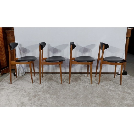 Image 1 of Ensemble de 4 chaises vintage modèle " Licorne " par Pierre Guariche pour Baumann, 1960