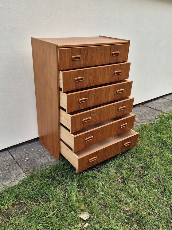 Image 1 of Commode Danoise En Teck 6 Tiroirs, 1970S 