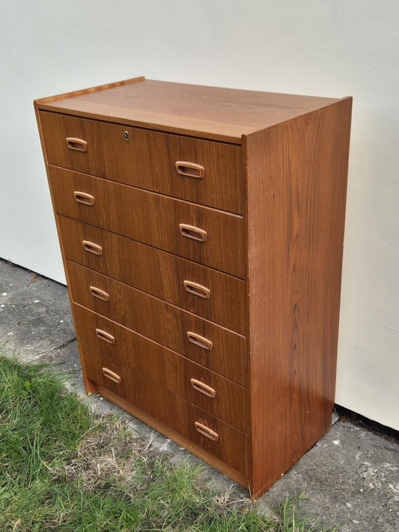 Image 1 of Commode Danoise En Teck 6 Tiroirs, 1970S 