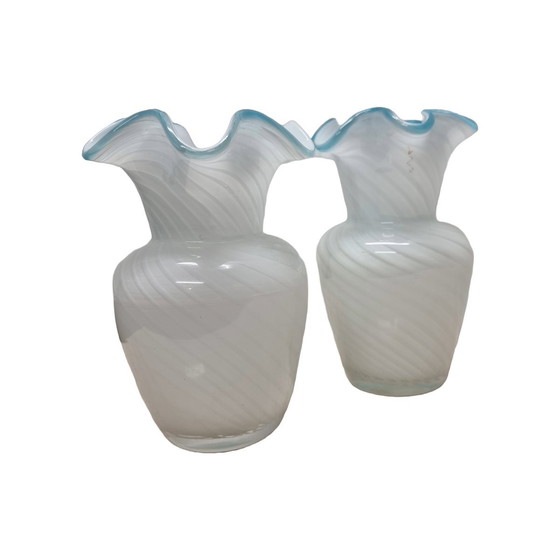 Image 1 of 2 Vases Vintage Murano Style Swirl
