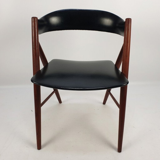 Fauteuil danois du milieu du siècle en teck avec tapisserie d'ameublement, années 1960.