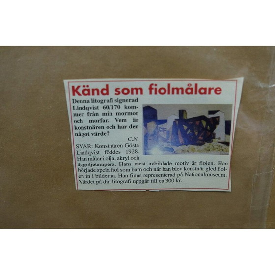 Image 1 of Lithographie abstraite vintage de Gosta Lindqvist, 1954