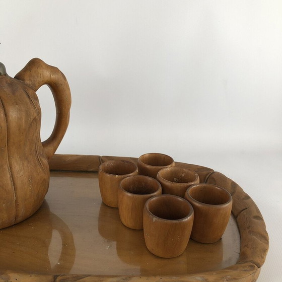 Image 1 of Ensemble carafe, plateau et verres par Aldo Tura pour Macabo, années 1950