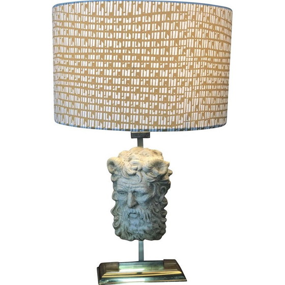 Image 1 of Lampe néoclassique vintage en altuglass et métal doré, 1950