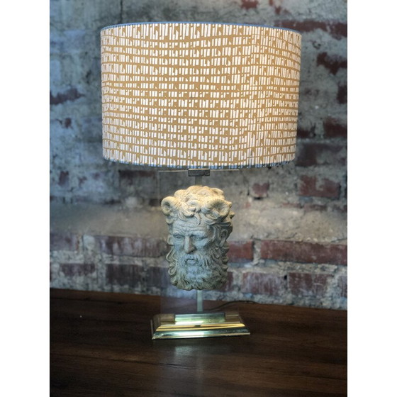Image 1 of Lampe néoclassique vintage en altuglass et métal doré, 1950