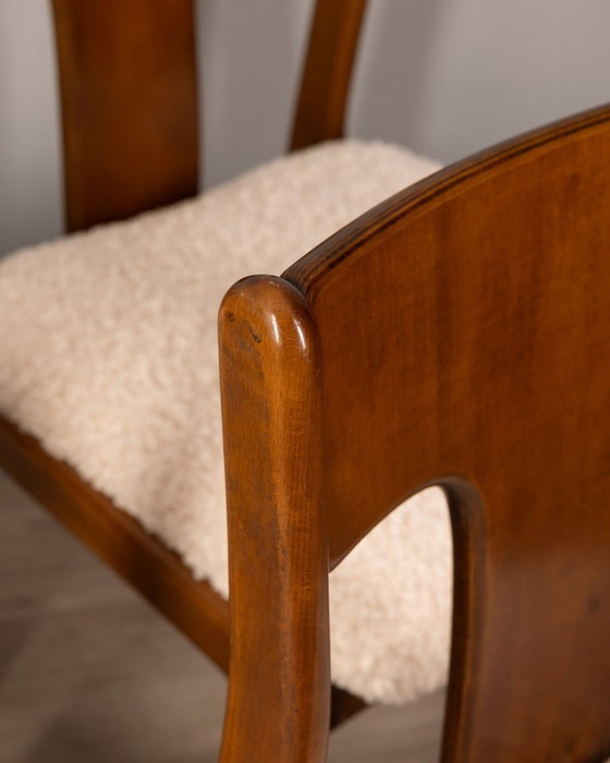 Image 1 of Ensemble de 4 chaises italiennes vintage en tissu blanc