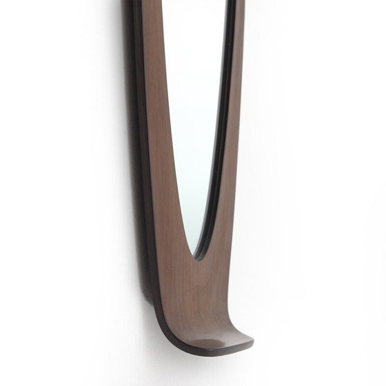 Image 1 of Miroir vintage avec cadre en bois incurvé, Italie 1960