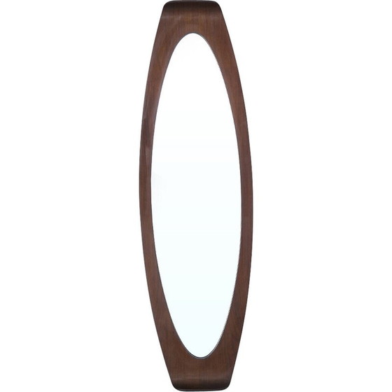 Image 1 of Miroir vintage avec cadre en bois incurvé, Italie 1960