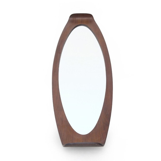 Image 1 of Miroir vintage avec cadre en bois incurvé, Italie 1960