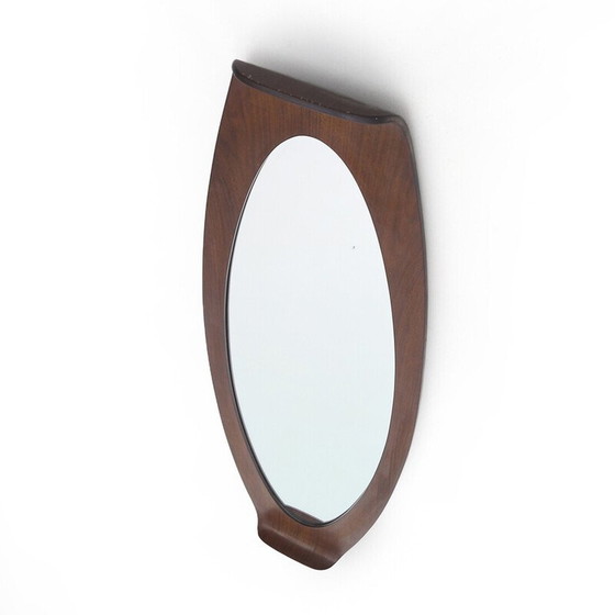 Image 1 of Miroir vintage avec cadre en bois incurvé, Italie 1960