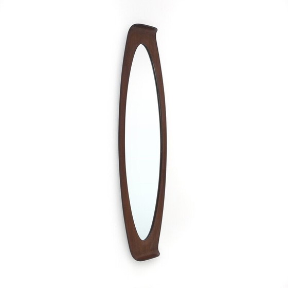 Image 1 of Miroir vintage avec cadre en bois incurvé, Italie 1960