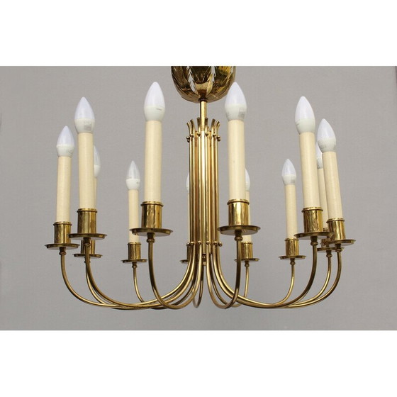 Image 1 of Lustre vintage en laiton par Vereinigte Werkstätten, Allemagne années 1950