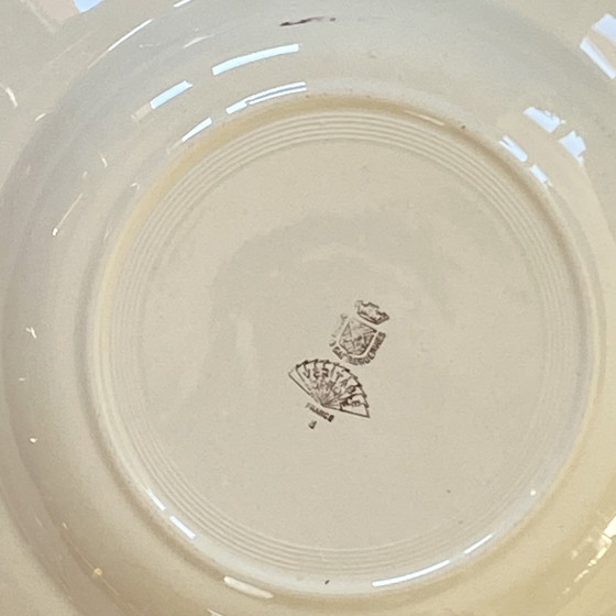 Image 1 of Lot De 6 Assiettes Creuses Faïence Ancienne Couleur Beige Et Dorure Digoin Sarreguemines