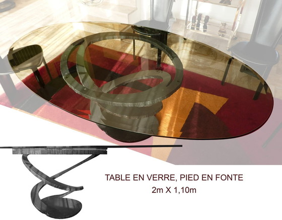 Image 1 of Table Design Verre Et Fonte