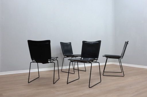 Chaises empilables en cuir par Toyoda Hiroyuki pour Icf 1980S, ensemble de 4