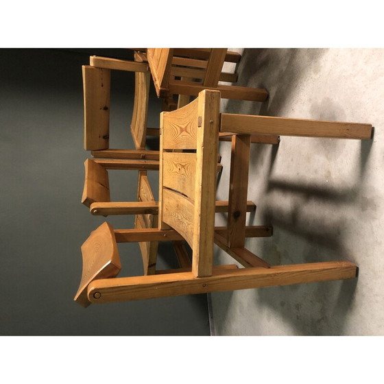 Image 1 of Ensemble de 4 chaises de salle à manger vintage en pin Edwin Helseth pour Stange Bruk, 1970