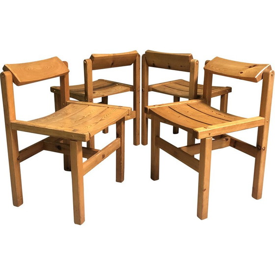 Image 1 of Ensemble de 4 chaises de salle à manger vintage en pin Edwin Helseth pour Stange Bruk, 1970