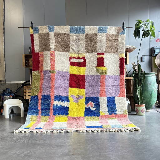 Tapis berbère marocain en laine colorée 210X290 Cm