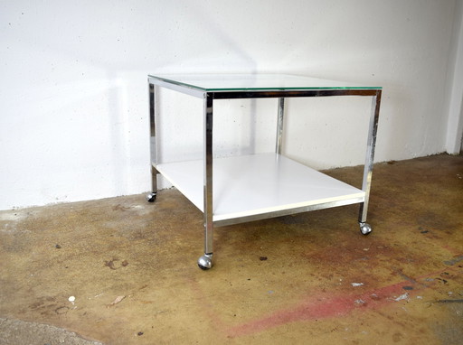 Vintage Chrome Glass Table 1970 Coffee Table Sidetable
