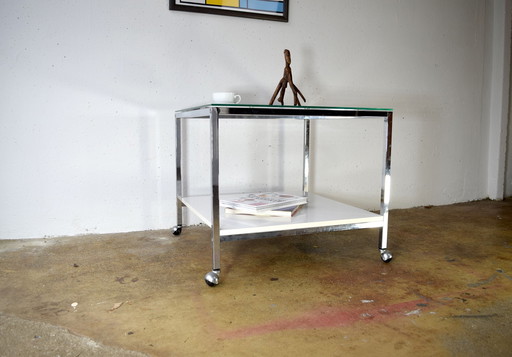 Vintage Chrome Glass Table 1970 Coffee Table Sidetable