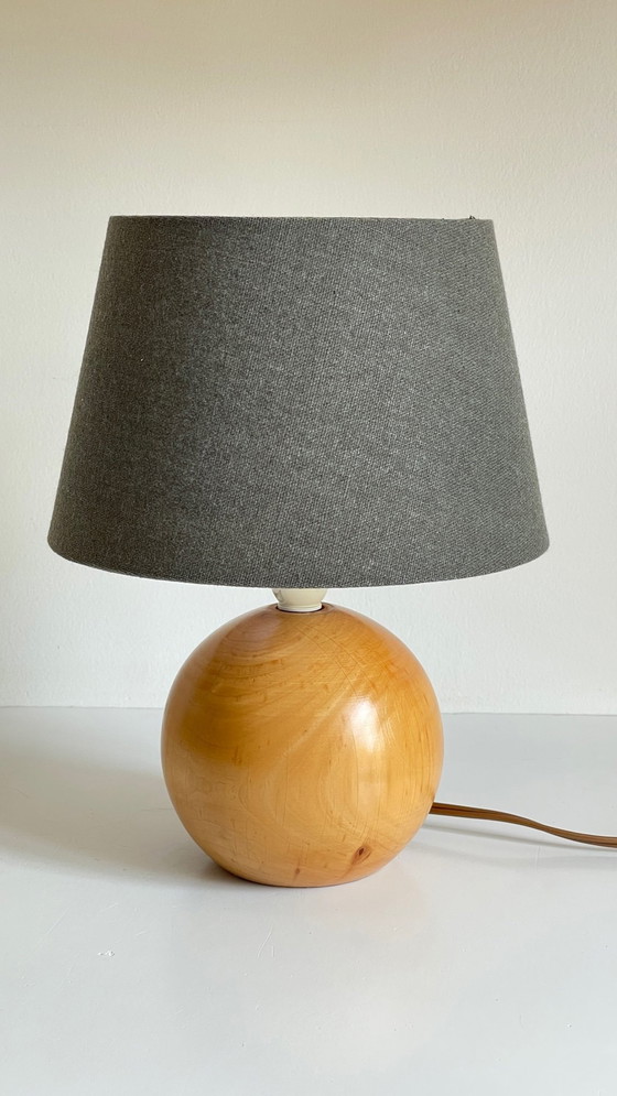 Image 1 of Lampe Boule Bois Massif Annees 70