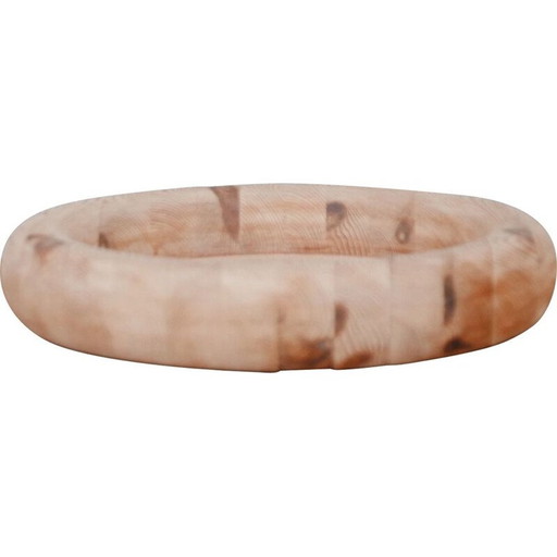 Bol en bois de pin du milieu du siècle, Belgique 1970