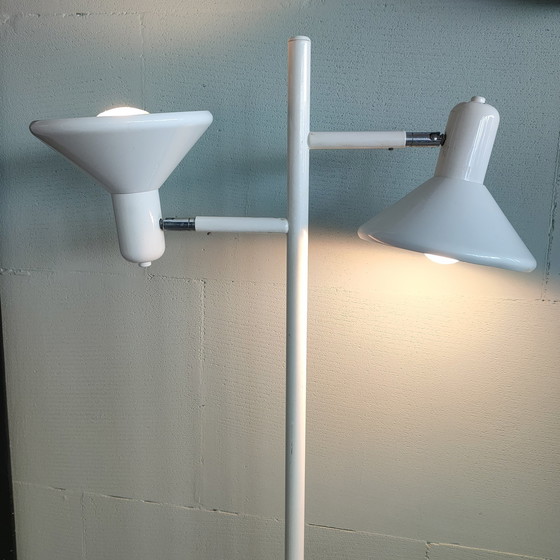 Image 1 of Lampadaire design blanc vintage avec 2 spots réglables