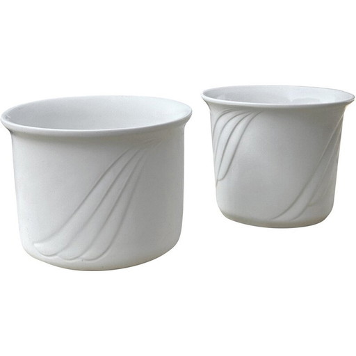 Paire de pots à plantes en céramique blanche vintage pour Duemler et Breiden, Allemagne 1970