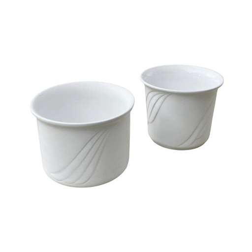 Paire de pots à plantes en céramique blanche vintage pour Duemler et Breiden, Allemagne 1970