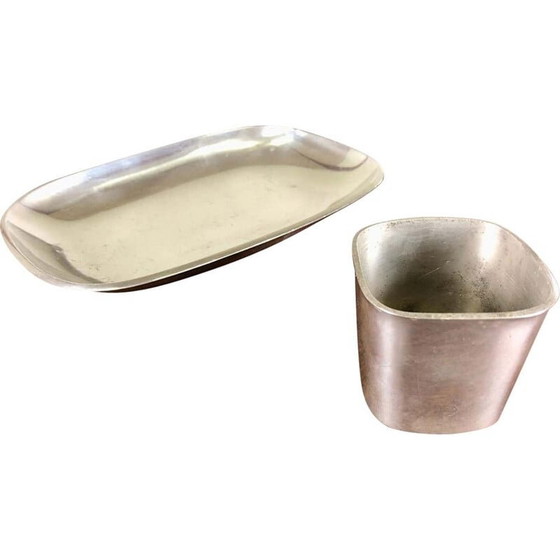 Image 1 of Plat de service et bol vintage en étain par Just Andersen, Danemark 1940