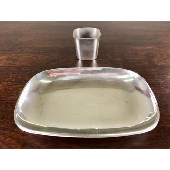 Image 1 of Plat de service et bol vintage en étain par Just Andersen, Danemark 1940