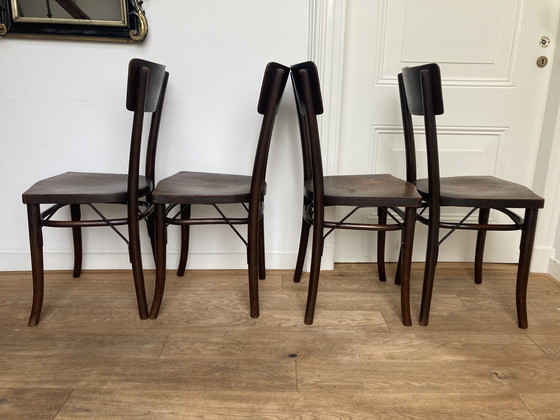 Image 1 of 4 X chaises Thonet avec impression crocodile