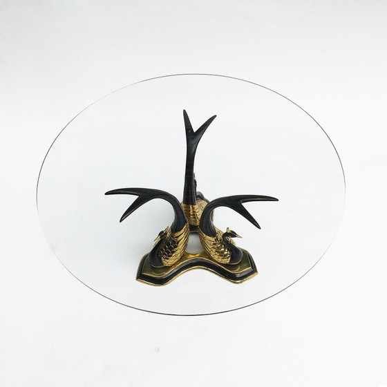 Image 1 of Table d'appoint vintage en laiton et verre, Italie 1970