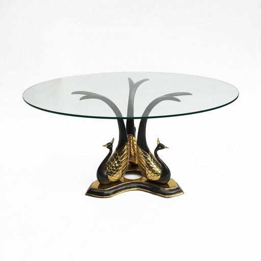 Table d'appoint vintage en laiton et verre, Italie 1970