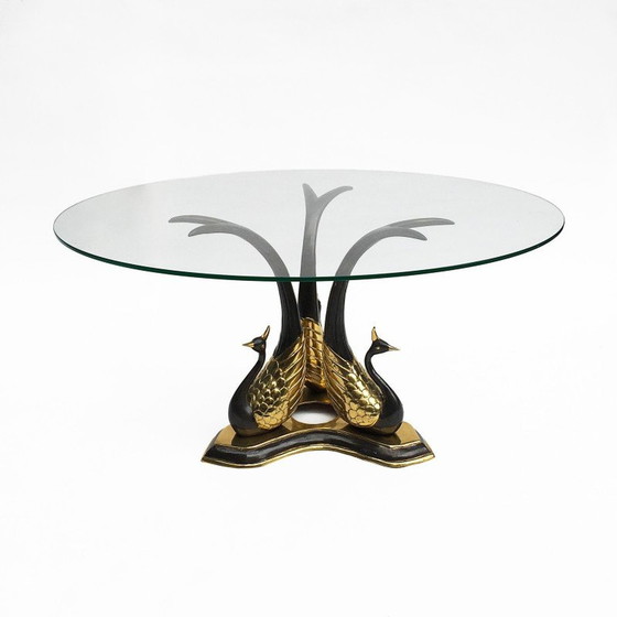 Image 1 of Table d'appoint vintage en laiton et verre, Italie 1970