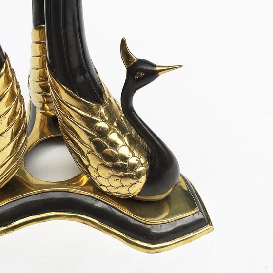 Image 1 of Table d'appoint vintage en laiton et verre, Italie 1970