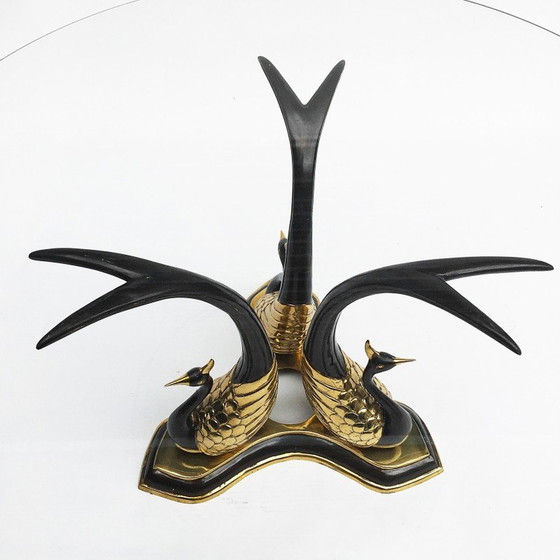 Image 1 of Table d'appoint vintage en laiton et verre, Italie 1970