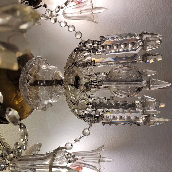 Image 1 of Lustre vintage en métal et verre soufflé, France