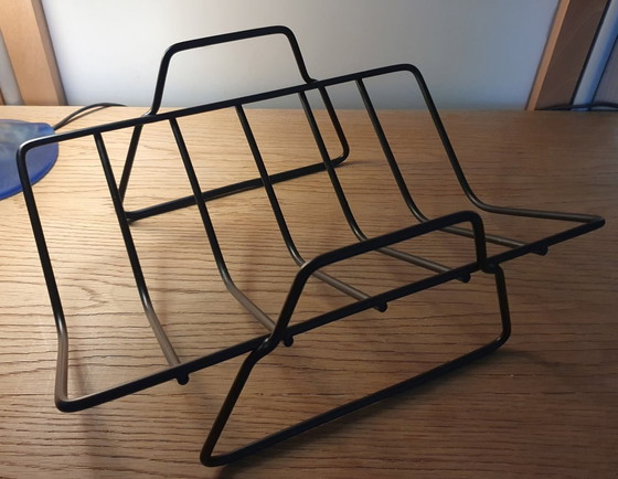 Image 1 of Bol à fruits vintage en métal avec fil métallique noir