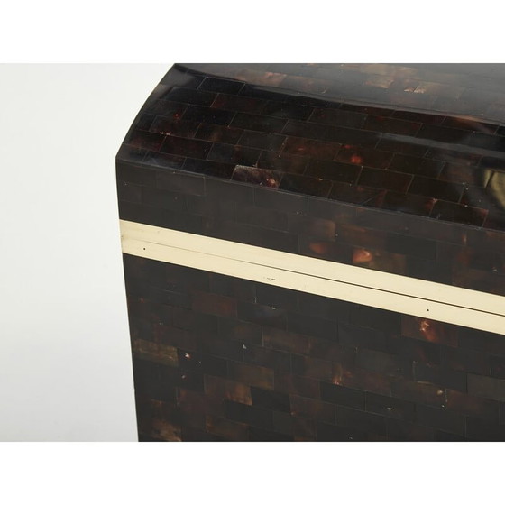 Image 1 of Boîte à bijoux italienne vintage en marqueterie de corne et de laiton, 1960