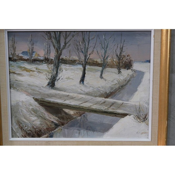 Image 1 of Peinture à l'huile moderne d'Alfred Pedersen, Danemark 1970