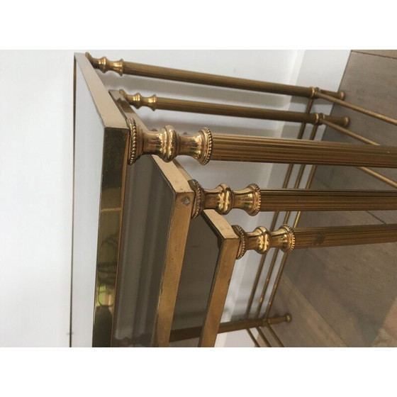 Image 1 of Paire de tables gigognes en laiton d'époque 1940
