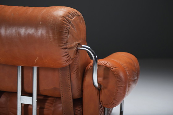 Image 1 of Chaises longues Tucroma (2) en cuir cognac Par Guido Faleschini Pour I4 Mariani