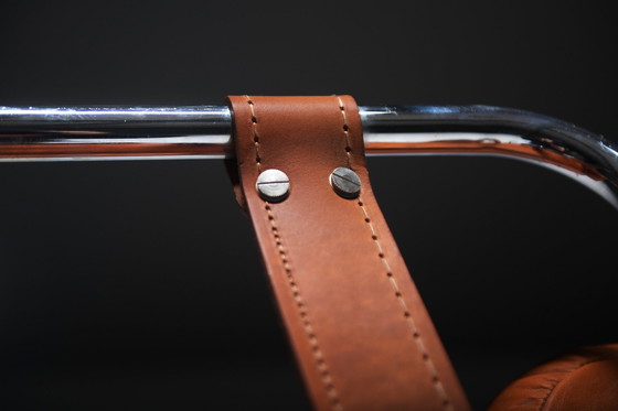 Image 1 of Chaises longues Tucroma (2) en cuir cognac Par Guido Faleschini Pour I4 Mariani