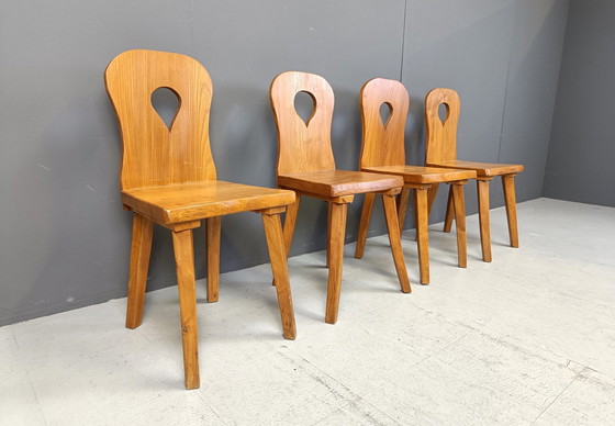 Image 1 of Chaises de salle à manger vintage brutaliste, ensemble de 4 - 1960S